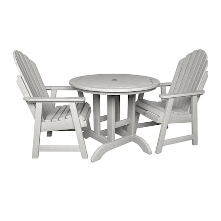 Highwood Usa Hamilton 3pc Round Outdoor Patio Furniture Dining Set AD-DNA36-WHE